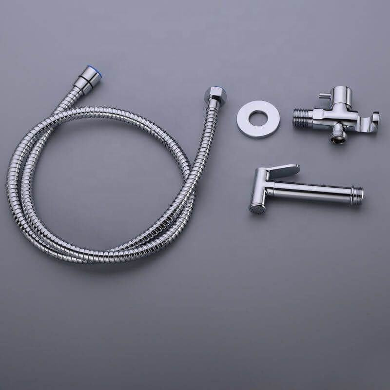 Toilet Sanitary Ware Water Sprayer Bathroom Shower Brass Body Chrome Bidet Chrome Faucet Set
