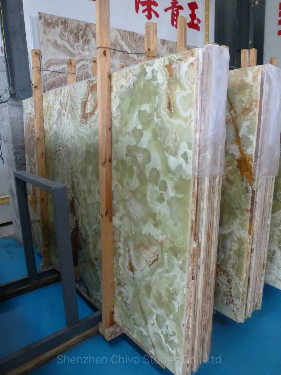 Interior Decoration Clear/Transparent Marble Green/Onyx/Jade Backlight Illuminated Wall Slab Tiles