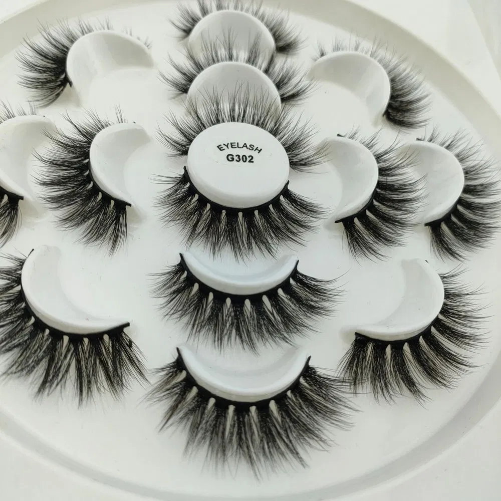 Imitation Mink False Eyelashes 7 Pairs of Lotus Plate 3D Chemical Fiber Eyelashes Natural Thick False Eyelashes