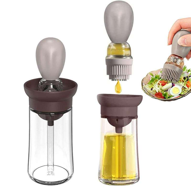 Oil Dispenser Bottle with Silicone Brush 2 in 1 Silicone Dropper Measuring Oil Bottle Dispenser for Kitchen