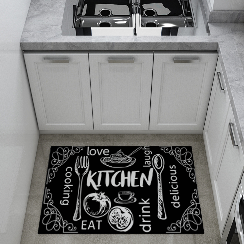 Classic Stripe Design PVC Printed Modern Style Inkjet Kitchen Mat