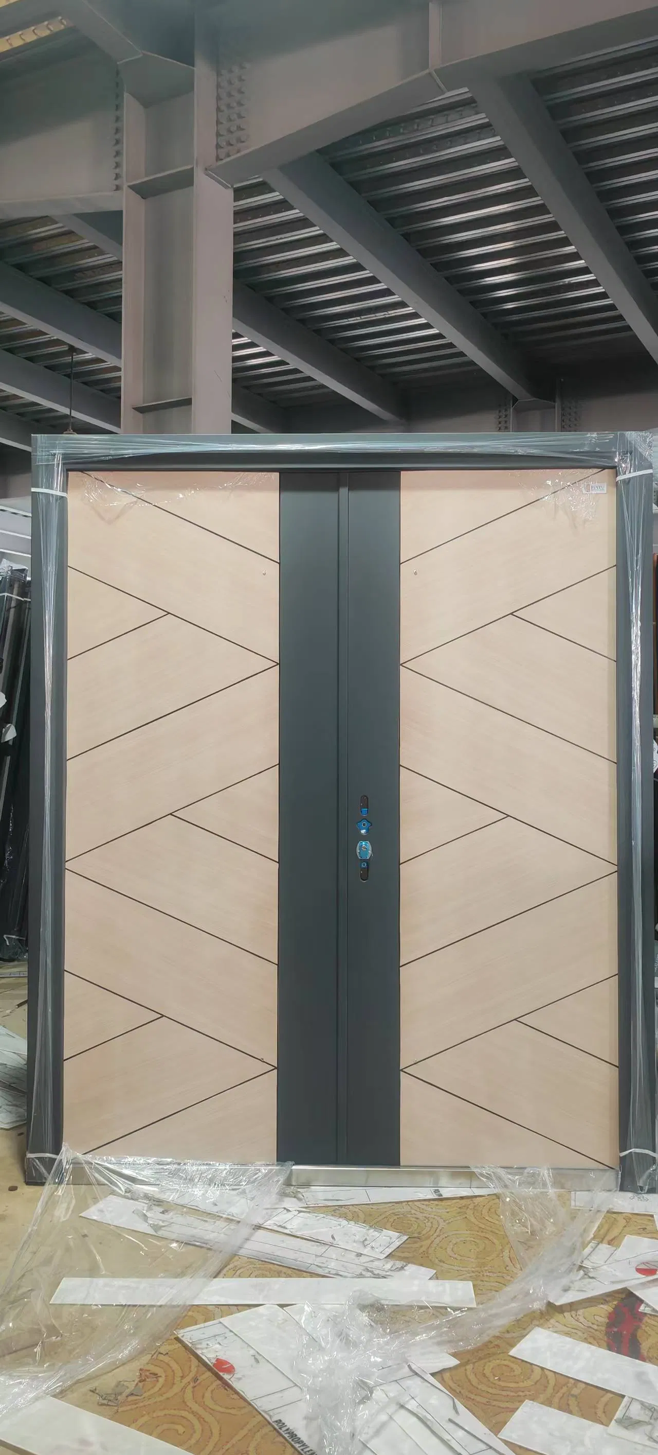 Double Front Entry Exterior Doors with Anti-Theft Steel Construction for Home Security-Contemporary Design