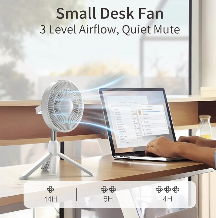 Rechargeable Camping Fan Desk Floor Portable Tripod Fan LED Tent Light Power Bank Smart Remote Control Indoor Outdoor Fan