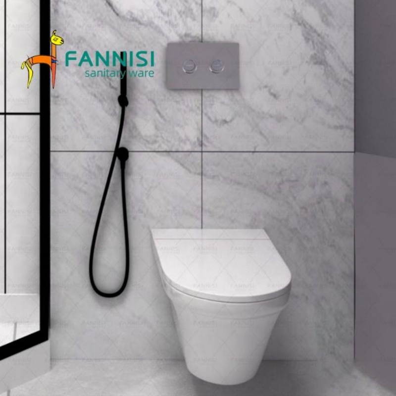 Water Saving Dual-Flush P-Trap Wall Hung Toilet Hidden Flush Cistern Plastic Tank