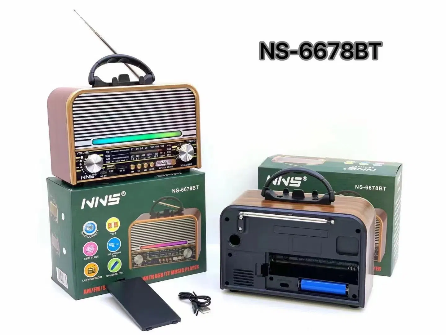 Ретро радио NS-6678BT с Bluetooth и RGB-подсветкой
