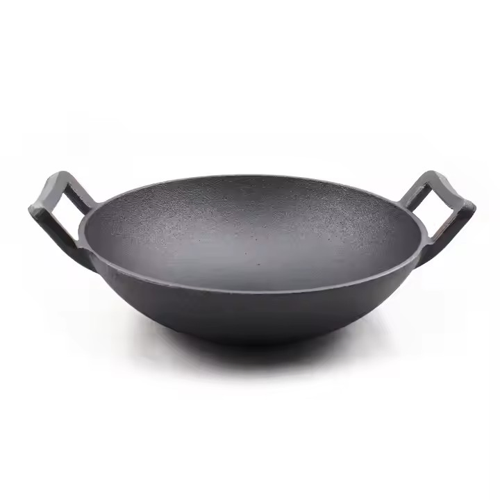 Preseasoned Kitchen Cast Iron Cookware India 12 Inch Cast Iron Deep Fry Kadai