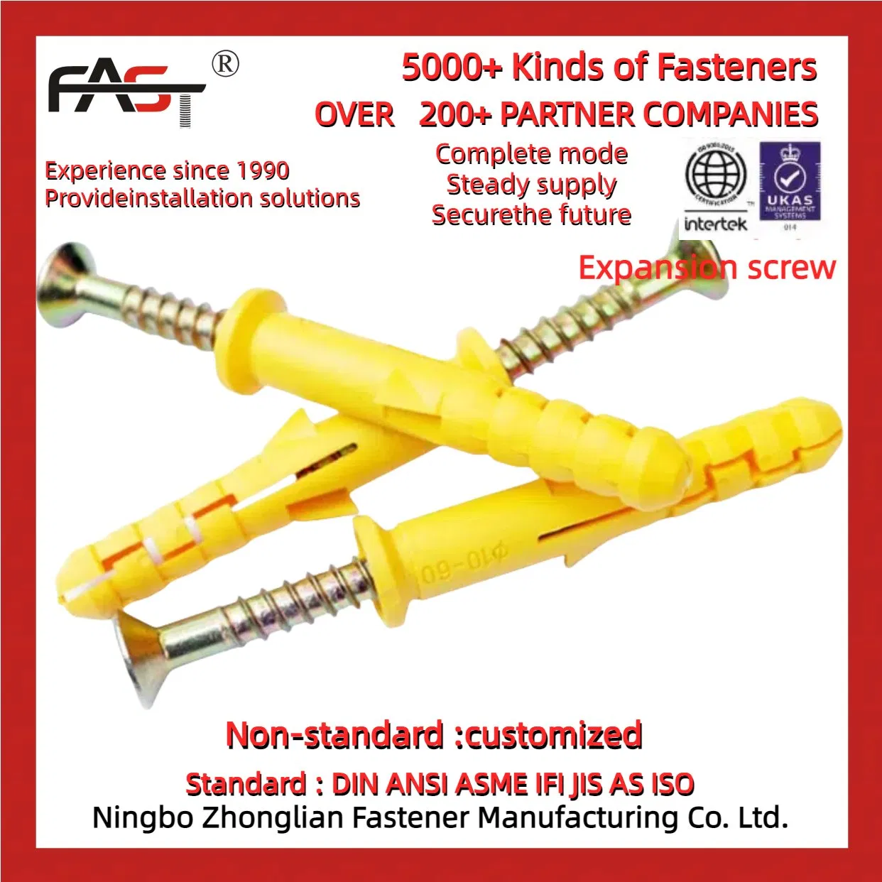 Expansion Screw for High-Temperature Environments, Heat-Resistant
