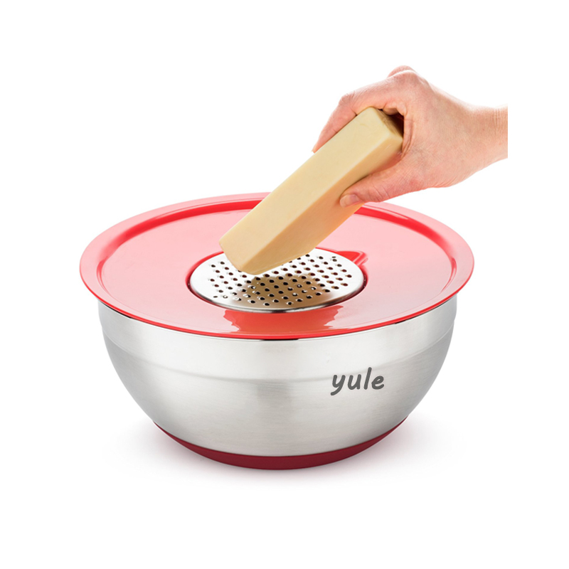 2022 Factory Wholesale Stackable Salad Bowl Kitchenware Tool Stainless Steel Mixing Bowl with Grater