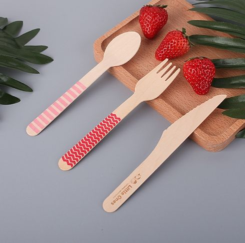 Деревянные ложки и вилки для стейка 140-160 мм, одноразовые