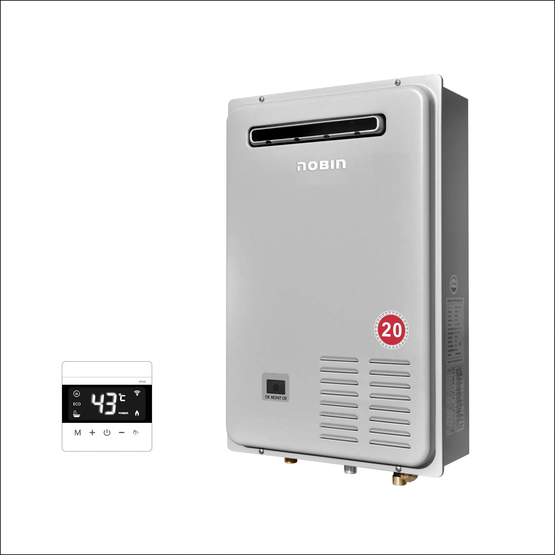 Outdoor Forcedexhaut Efficient Gas Water Heater: 20L Hot Water at 38kw
