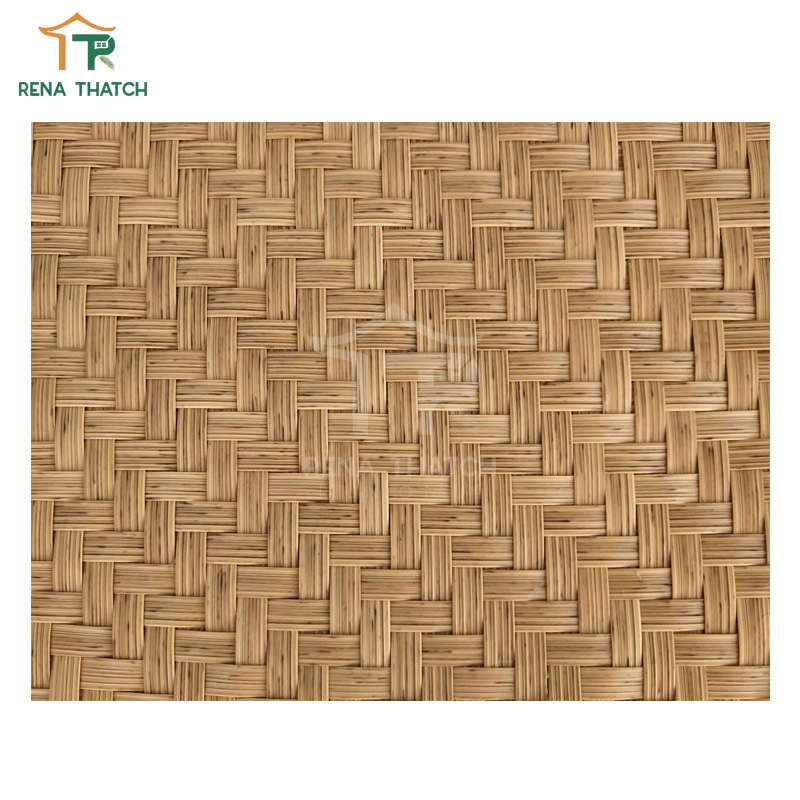 Natural Looking PE PVC Rattans Herringbone Weave Synthetic Artificial Bamboo Mat Rattan Cane Webbing