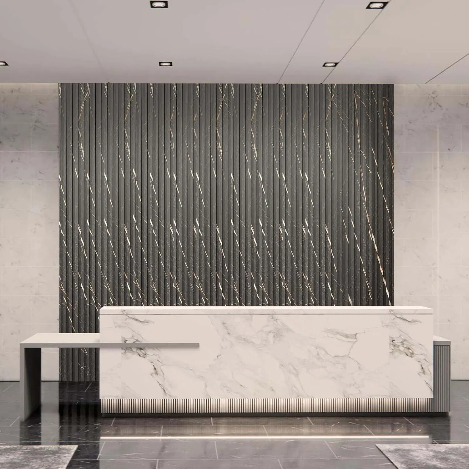 2026 Aku WPC 3D Slat Cladding Wall Panel Interior Decoration Polyester Fiber Decorative Waterproof Fireproof Wood Panel Composite Wall Panel Factory Price China