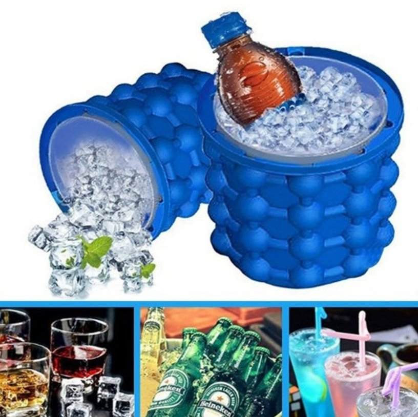 Portable Silicone Cooler Ice Cube Maker Genie Bucket Beer Cabinet