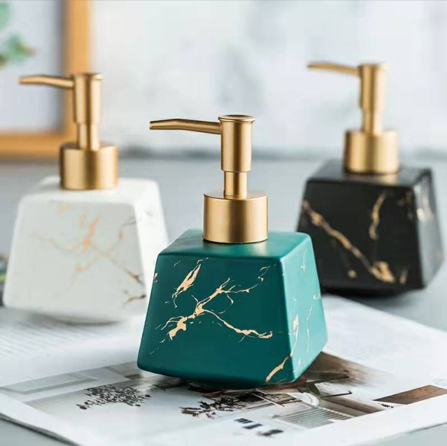 Luxury Ceramic Marble Dispenser Leak Proof Bathroom Accessories