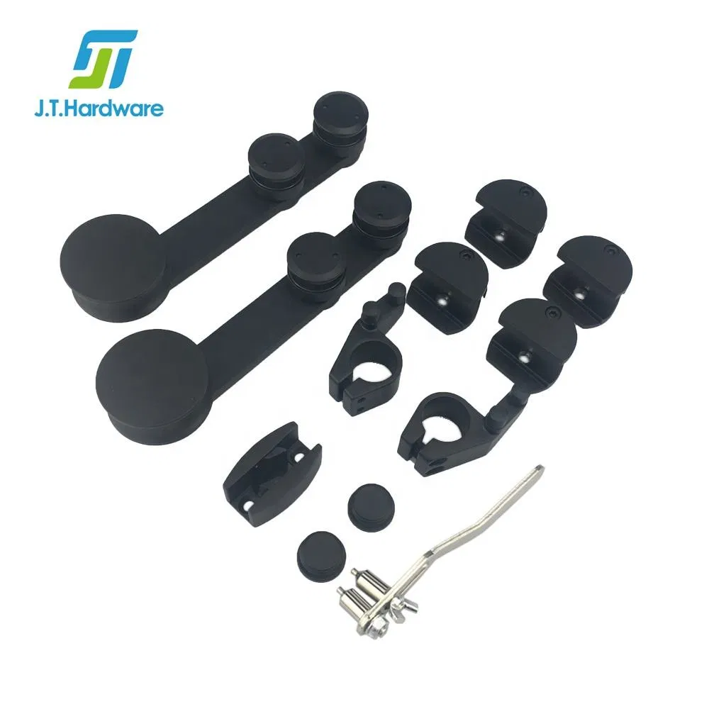 Frameless Cr L Tempered Glass Anti Lift Safety Features Black Sliding Glass Door System