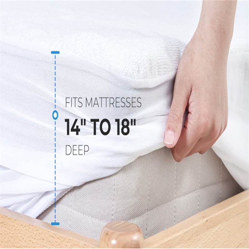 Mattress Protector Waterproof Mattress Topper Pad Cover Super Noiseless Soft & Breathable Mattress Protector Terry for Pets Kids Adults Fitted Bed Sheet