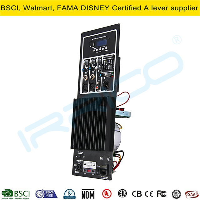 250W RMS Powered Amplifier Full Range Built-in Mixer Class Ab Professional Amplifier for Speaker Systems USB, SD, LCD