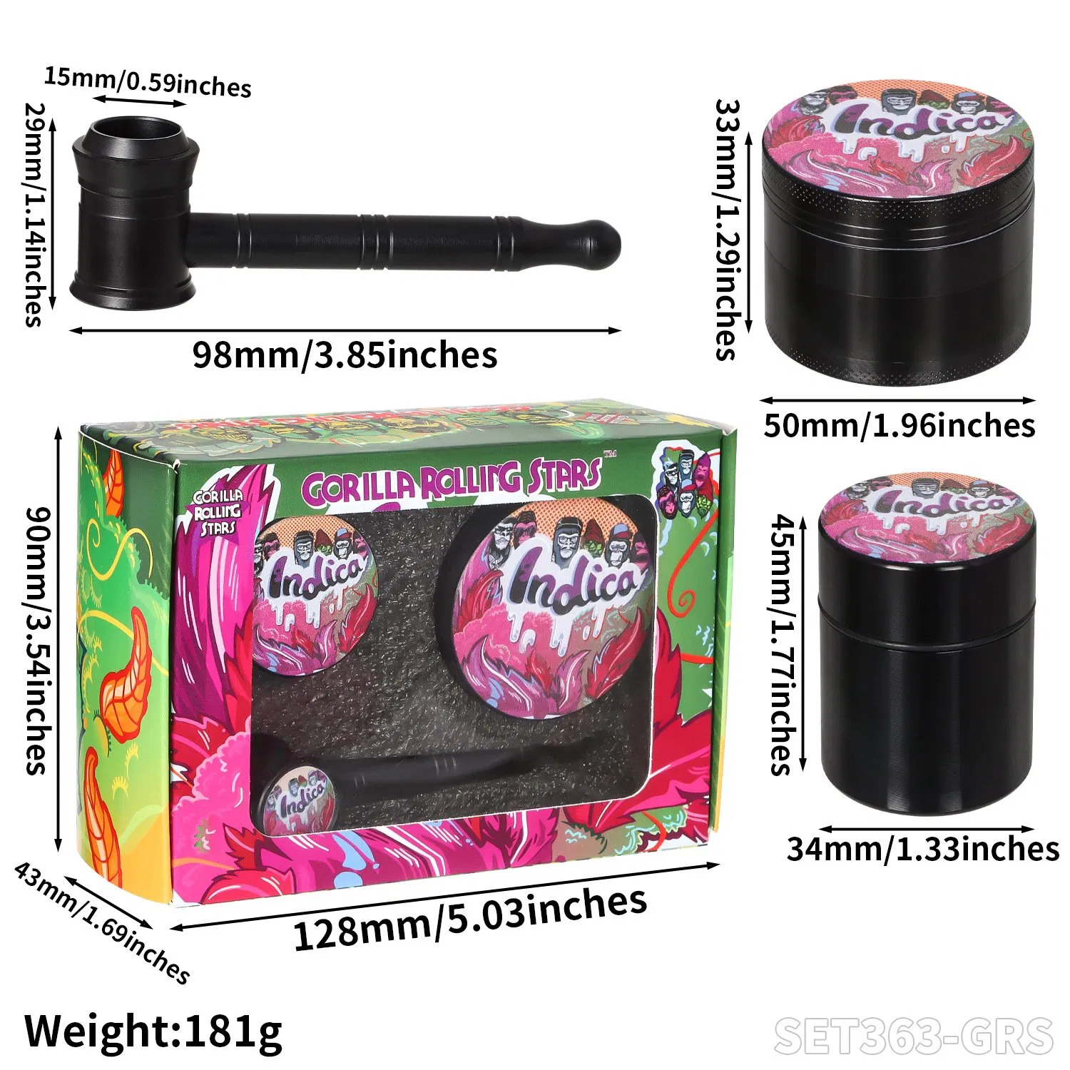 Cigarette Set Storage Kit Cigarette Tray Horn Tube Ashtray Smoke Grinder Seal Tank Set