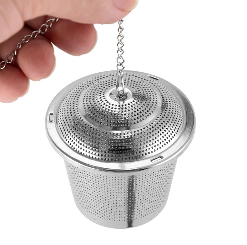 304 Stainless Steel Fine Mesh Tea Infuser with Chain Hook and Lid for Loose Leaf Tea