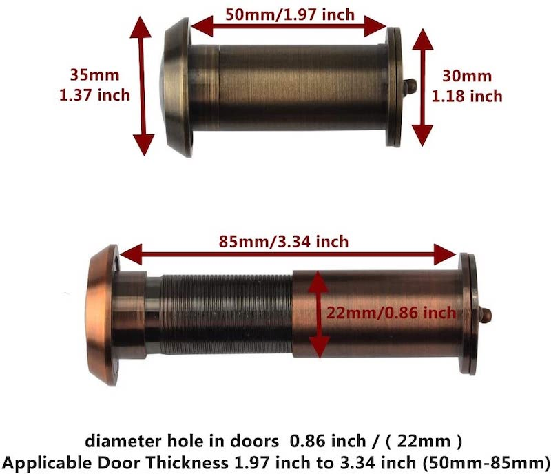 220 Degree Heavy Duty Privacy Cover Solid Brass Hotel Door Viewer
