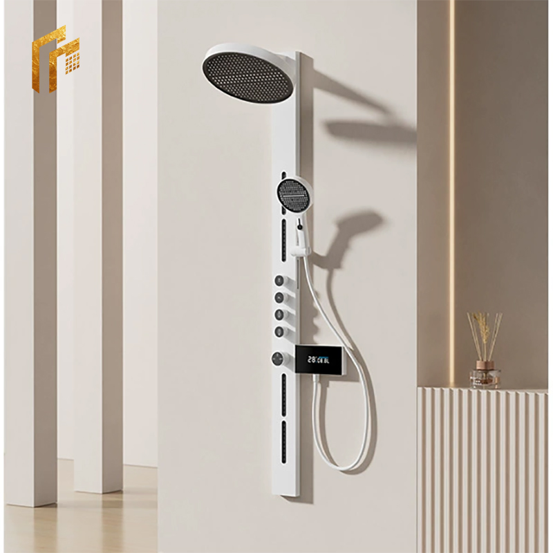 Factory Direct Price Gun Gray Nu Style Thermostatic Overhead Shower Faucet Panel Column Tower