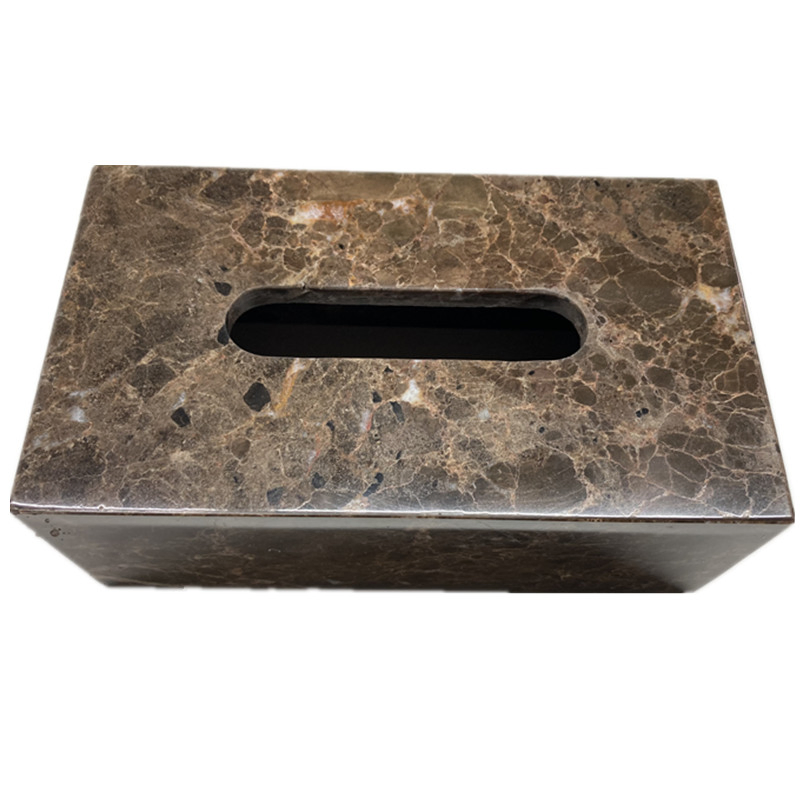 Dark Emperador Marble Tissue Box Cover Tissue Marble Box for Table Home