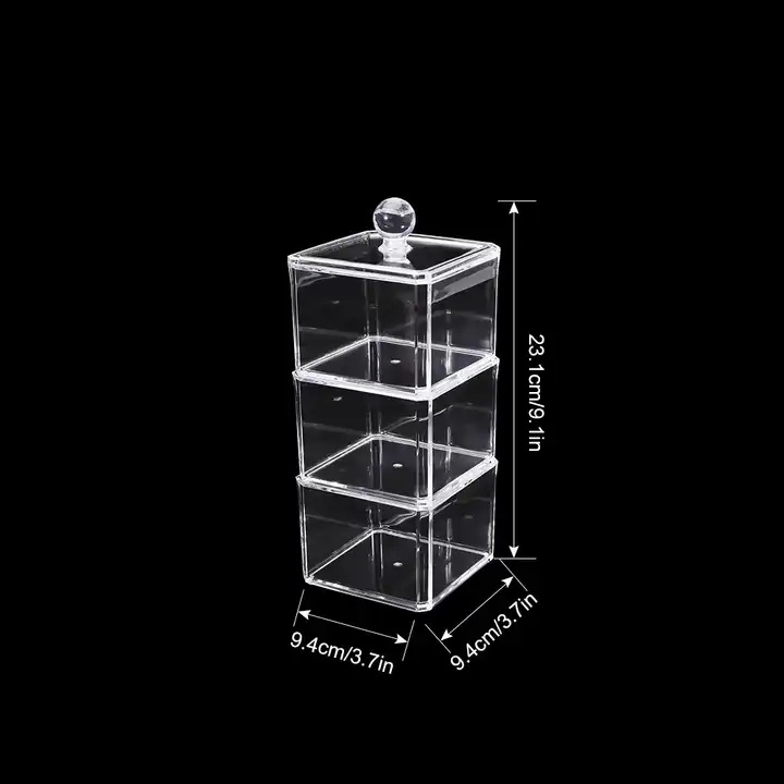 Acrylic Makeup Organizer Jewelry Storage Box Cotton Pad Swab Q-Tip Ball Makeup Pad Holder Cosmetics Organizer