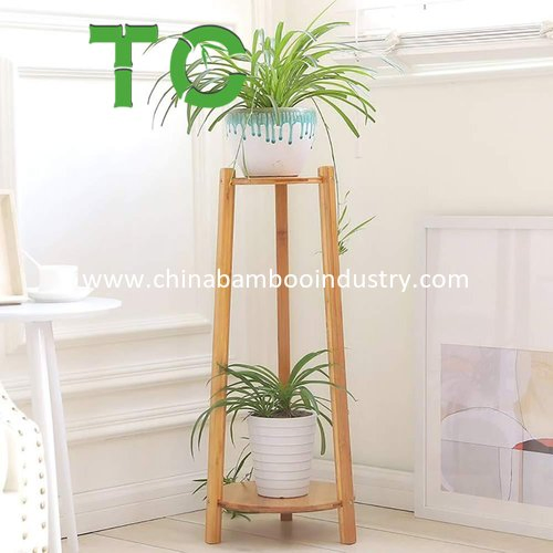 Wholesale Bamboo Plant Flower Stand Rack, Portable 2-Tier Corner Plant Shelf Rack Plants Display Shelf, Wooden Planter Pots Organizer Flower Pot Display