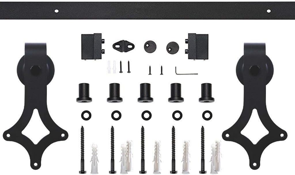 Black Non-Bypass Sliding Barn Door Hardware Kit