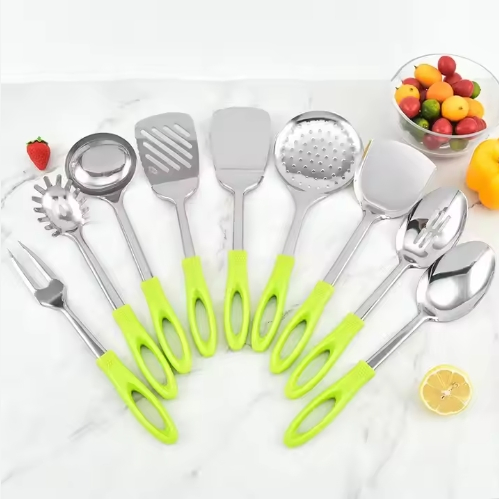 Wholesale Plastic Handle Kitchen Utensils Stainless Steel Kitchenware Utensils Set