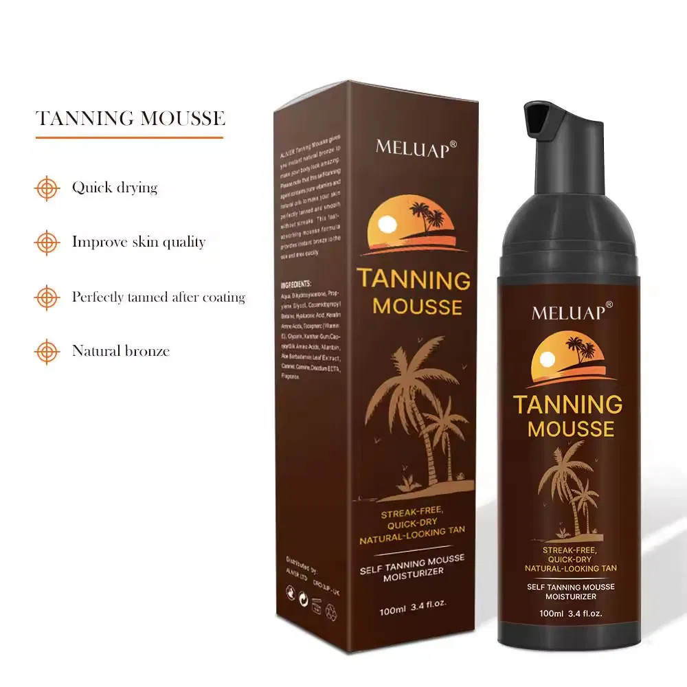 OEM/ODM Private Label Natural Organic Sunless Tanner Mousse Fake Tan Foaming Bronzing Tanning Mousse Spray Tan