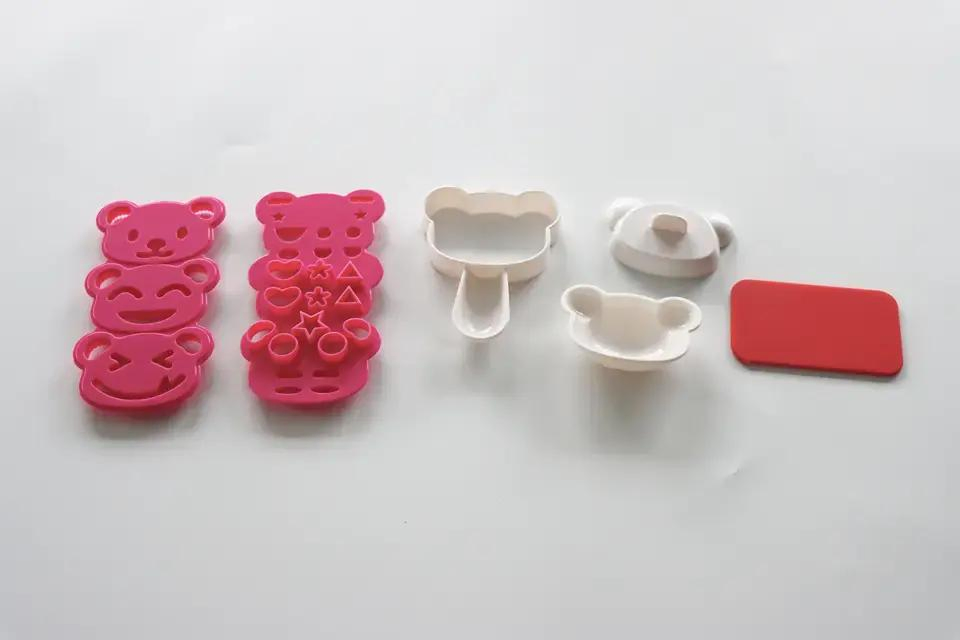 Plastic Cute Animal Bear Shape Riceball Molds Embossing Moulds Onigiri Bento Sushi Tool for Kids