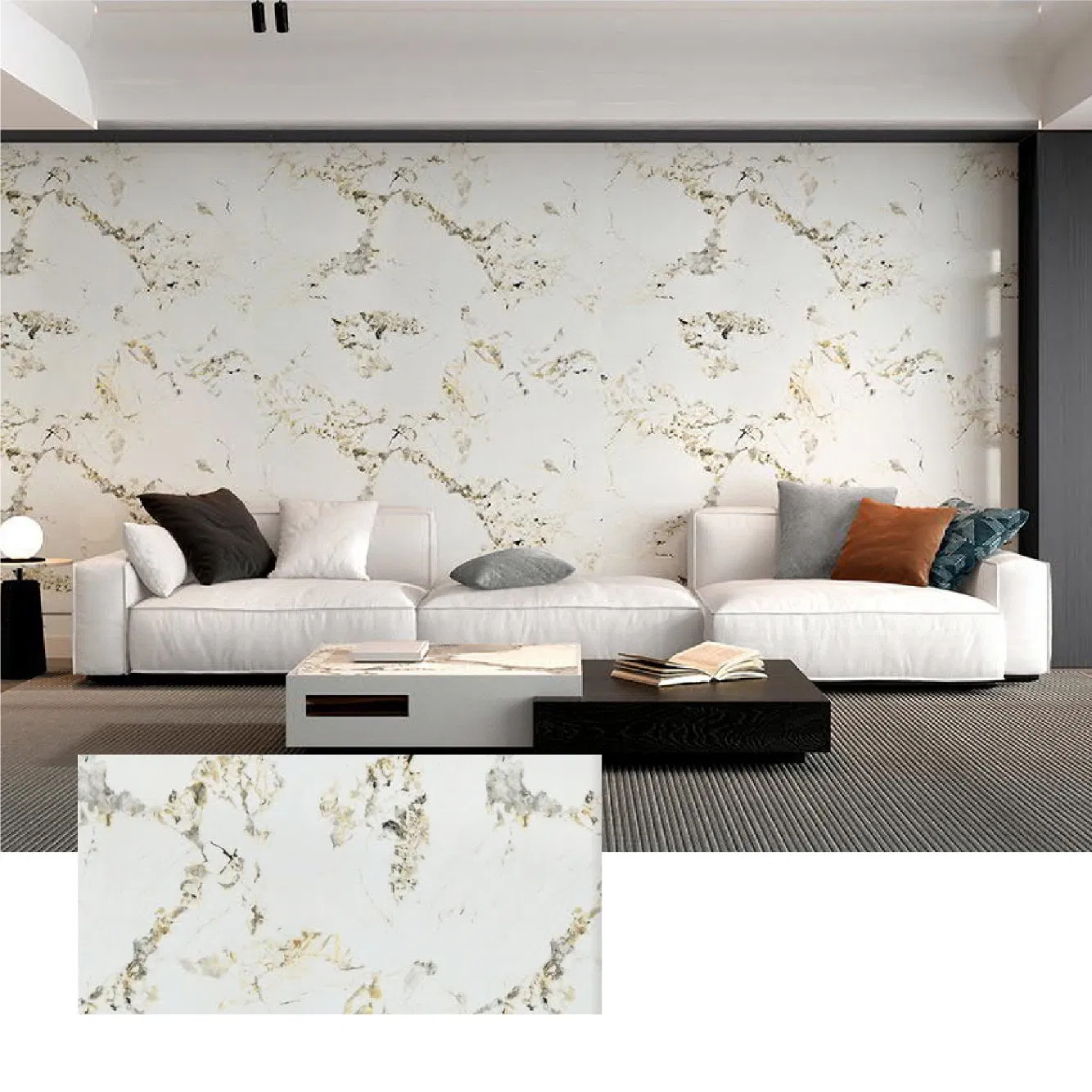 Self Adhesive 3D Marble Wall Sticker Large Size Scratch Resistant Bathroom Decor