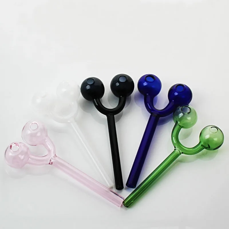 Smoking Pipes Mixed Colorful Pyrex Oil Burner Glass Pipe 14cm Length Mix Colors with Round Head