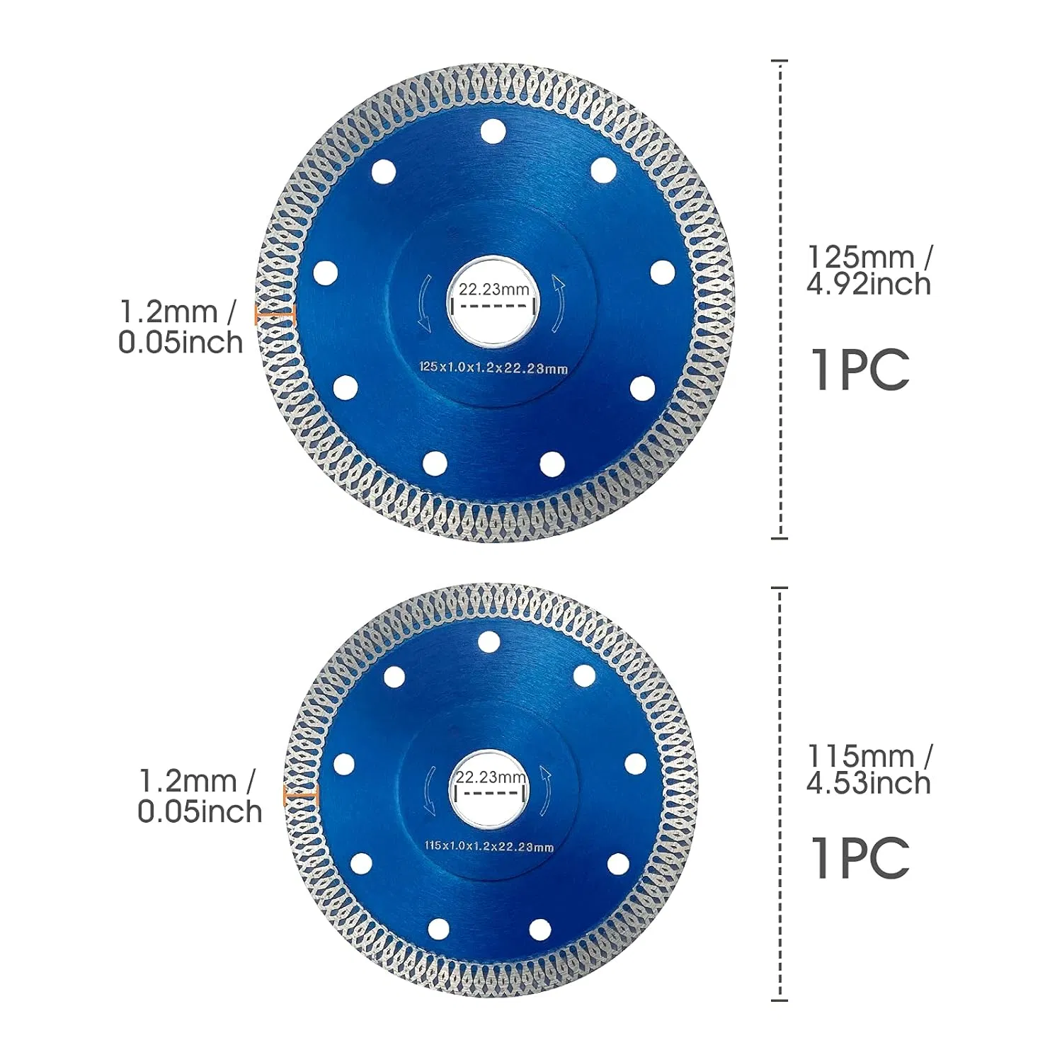 105/115mm Diamond Saw Blade for Porcelain Tile Ceramic Dry/Wet Cutting