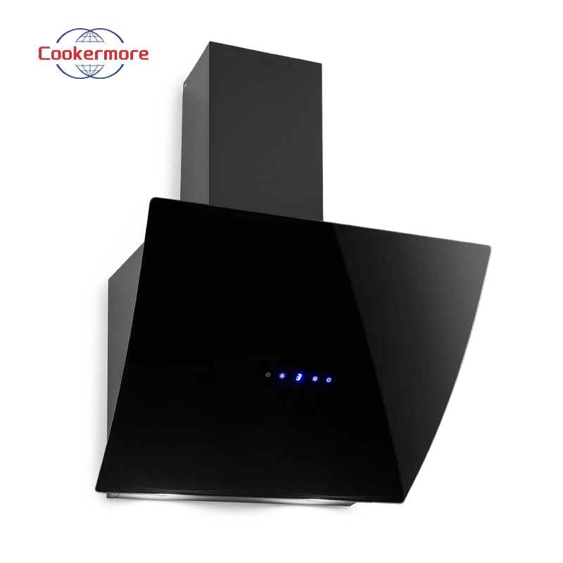 LED Tempered Glass Touch Screen Wall-Mounted Slant Home Range Hood