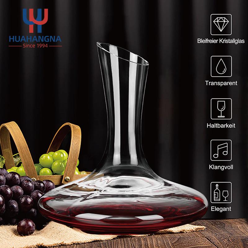 1800ml Crystal Hand-Blown Wine Decanter Lead Free Red Wine Aerator Carafe with Brush Stopper and Cleaning Beads
