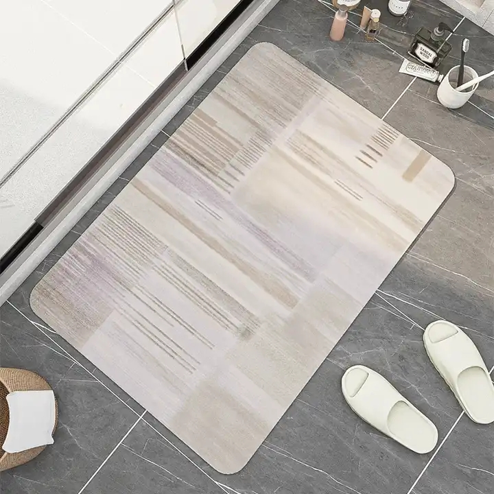 Soft Geometric Stone Nonslip Diatomaceous Earth Absorbent Quick Drying Bathroom Mat