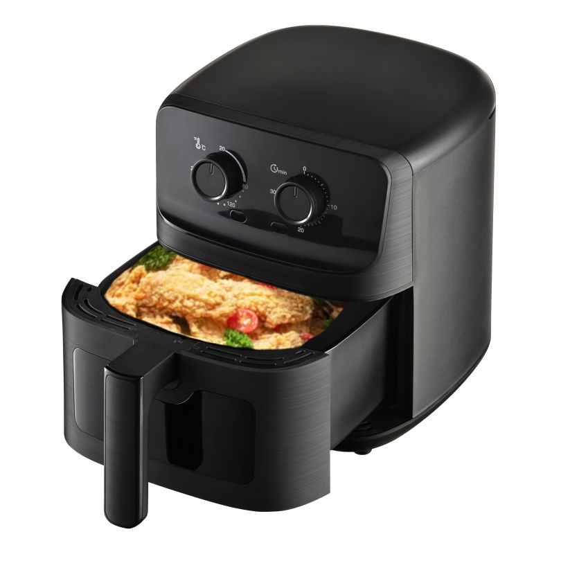 Knob-Controlled 4.5L Air Fryer: Viewing Window, Frying Tray & Non-Stick Removable Basket
