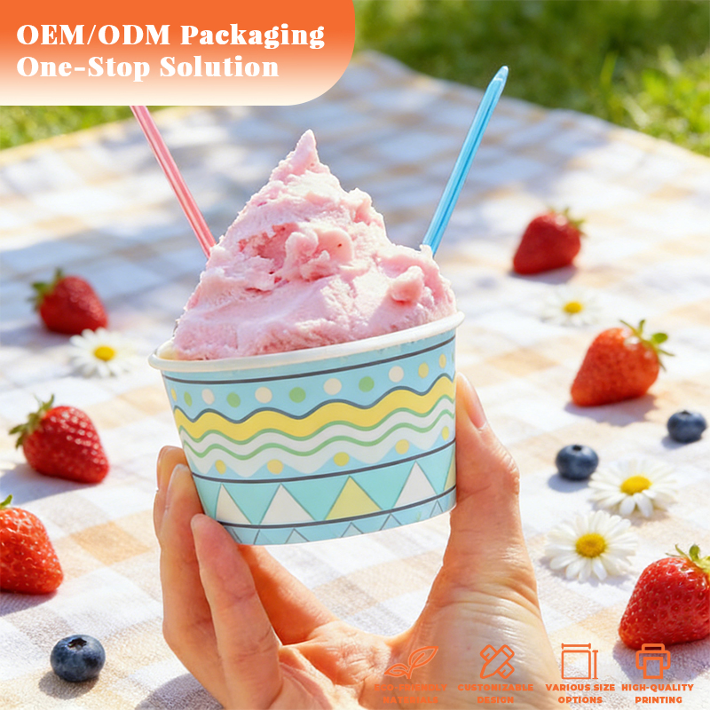 Dome Lid Compatible Disposable Paper Ice Cream Cup