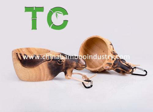 Factory Price Wooden Kuksa Cup Portable Outdoor Camping Drinking Mug Wooden Coffee Cup