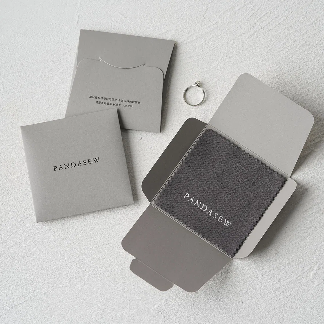 Pandasew High-Quality Silver Cleaning Cloth with Individual Packaging Custom Logo in Gray Series
