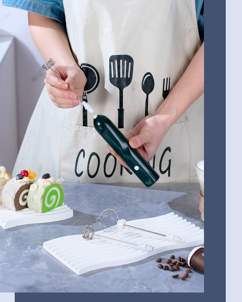 304 Stainless Steel Powerful Handheld Milk Frother for Coffee Electric Mini Milk Frother USB Charge Battery Operated