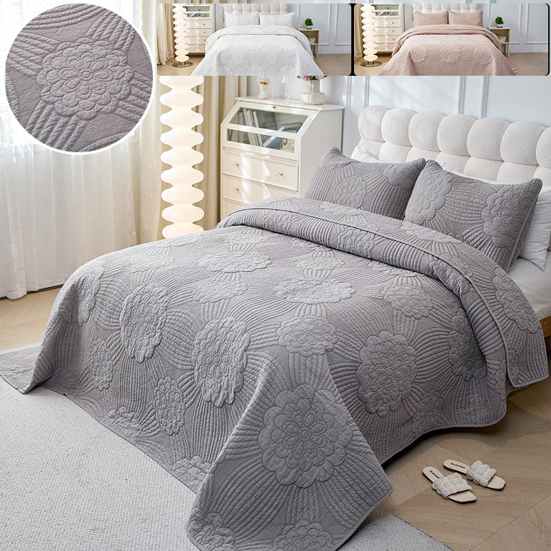 Grey Pure Cotton Quilt Air Conditioning Summer Cool Cotton Quilted Thick Blanket Comforter Set Pillowcase Bed Sheet