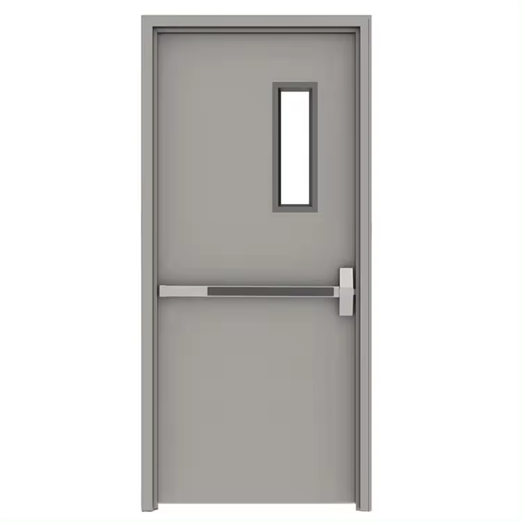 Customizable Steel Fire Entry Doors with Fire Escape Lock Configuration Featuring Tempered Glass and Painted Polymer Surface