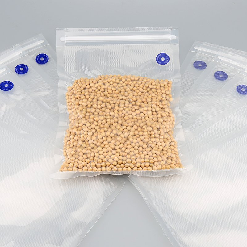 Reusable Eco-Friendly Zipper Vacuum Bags Clear Embossed Bags with Food Grade