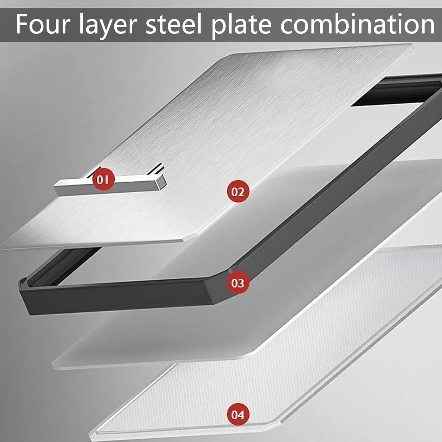 Large Nordic Double Sided 304 Stainless Steel Cutting Board for Kitchen Chopping Board with Handle