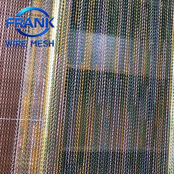 Colorful Aluminum Double Hooks Chain Link Fly Screen Metal Mesh Curtains for Background Wall Decoration