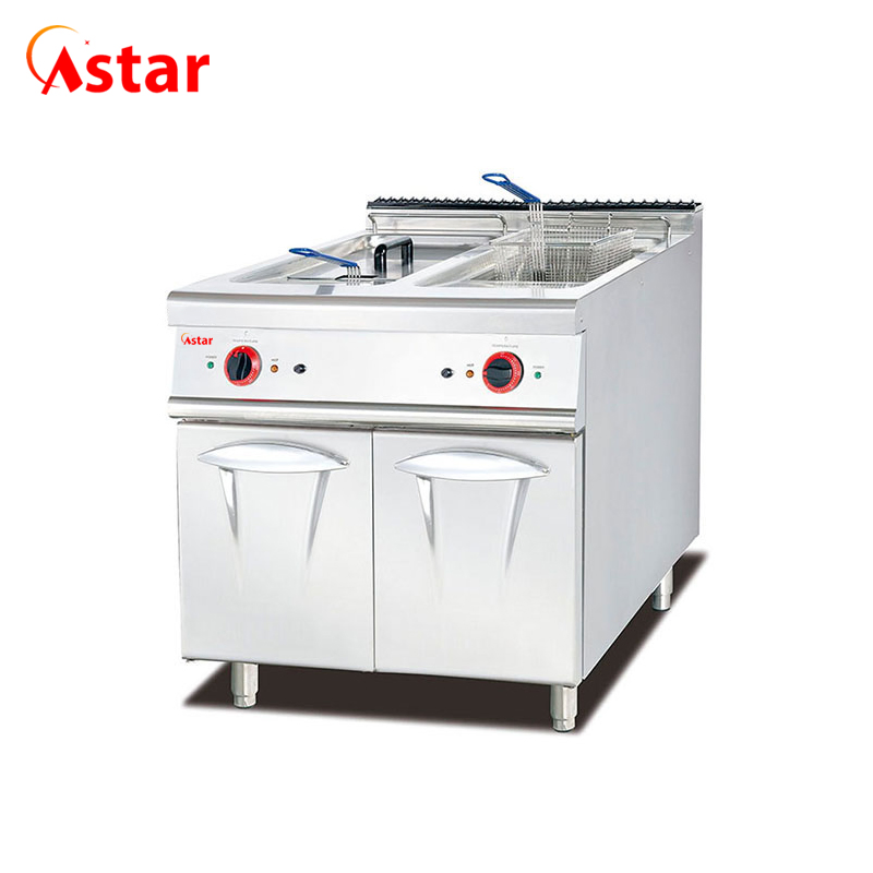 High Quality Electric Fryer with 2-Tank 2-Basket with Cabinet