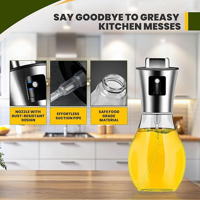Portable Stainless Steel Oil Sprayer BBQ Glass Olive Oil Dispenser Bottle for Kitchen Use